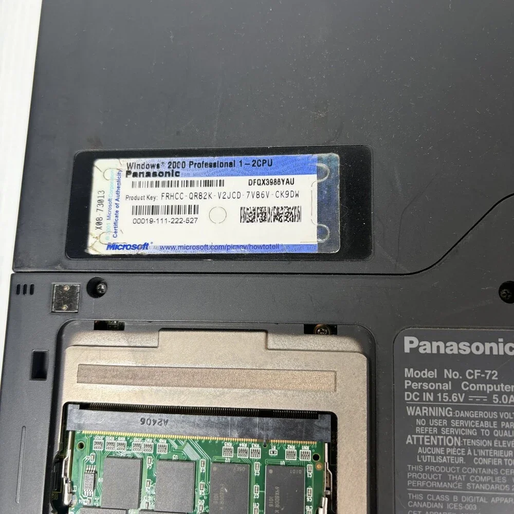 AS IS Panasonic Toughbook CF-72 Rugged Laptop Windows XP Pentium 4 DVD-RW